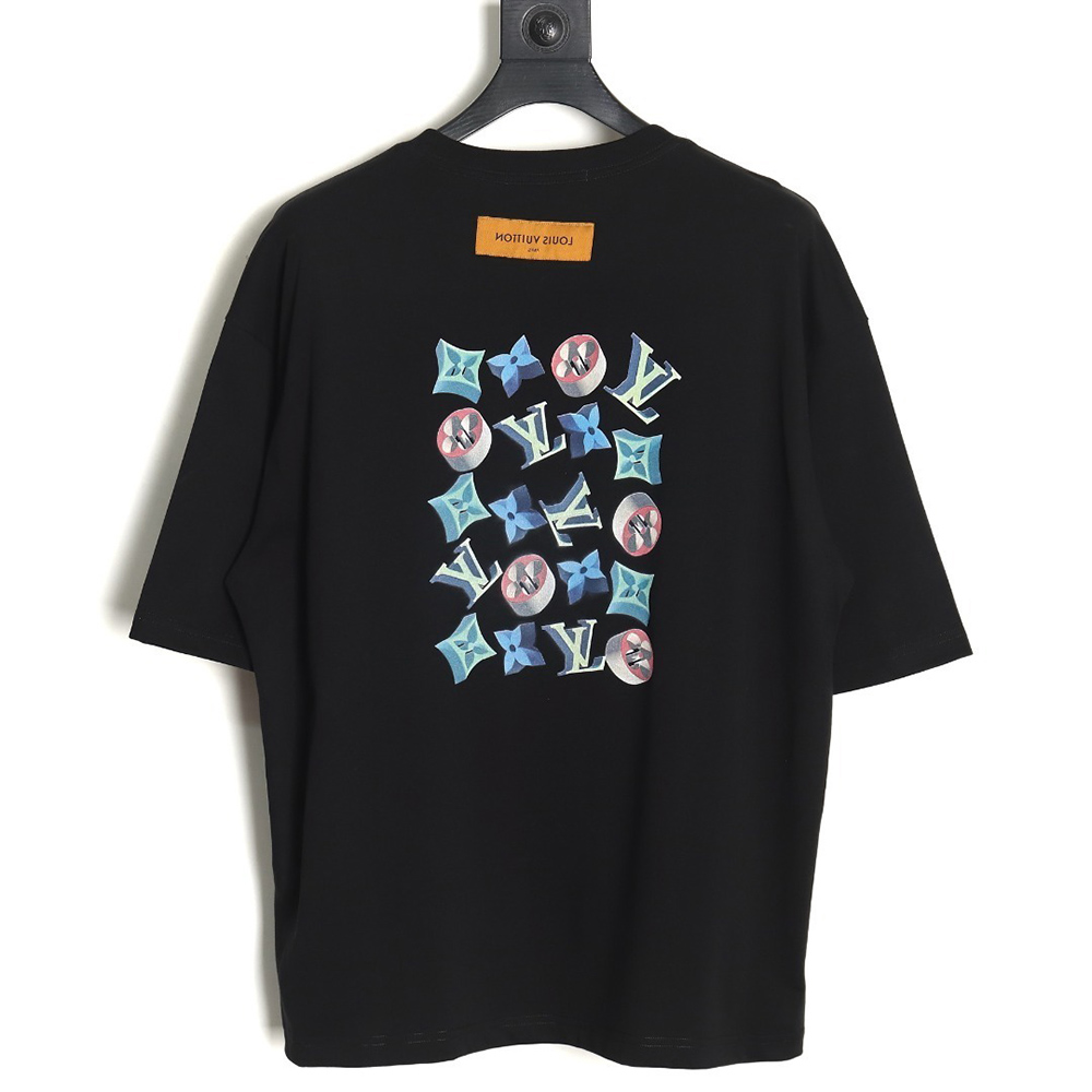 l0*is V*t0n 3d monogram pattern round neck short sleeves