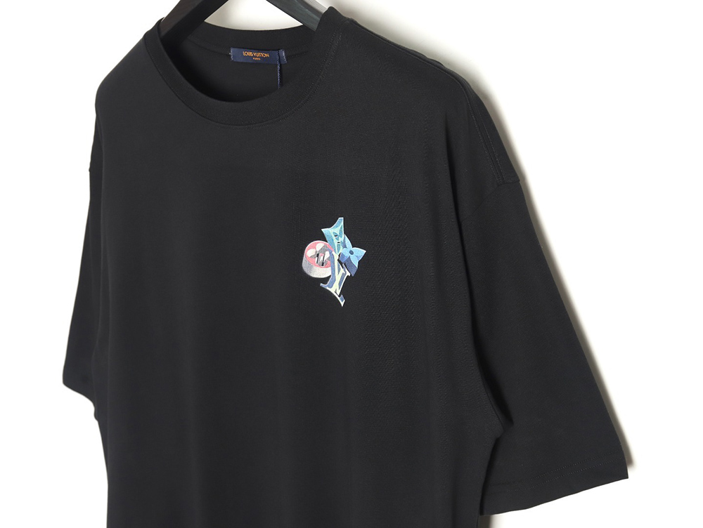 l0*is V*t0n 3d monogram pattern round neck short sleeves