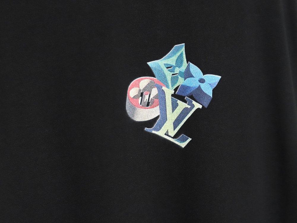 l0*is V*t0n 3d monogram pattern round neck short sleeves