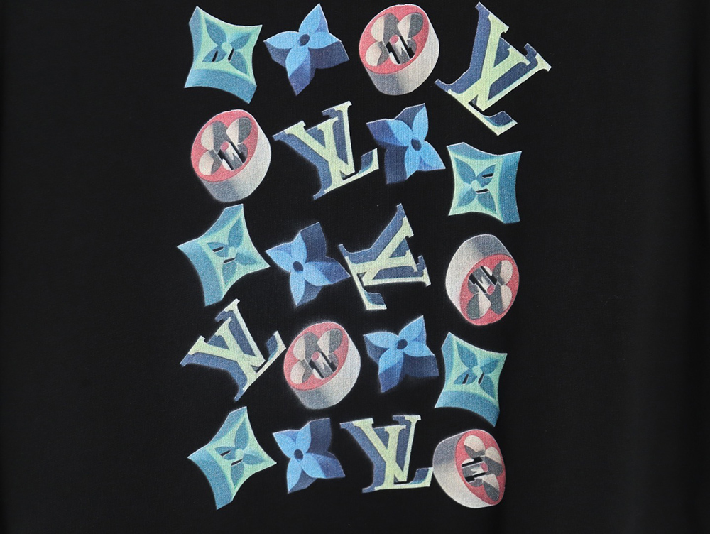 l0*is V*t0n 3d monogram pattern round neck short sleeves