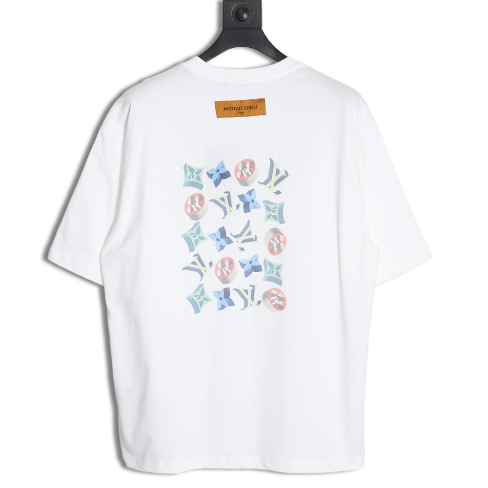 l0*is V*t0n 3d monogram pattern round neck short sleeves tsk1