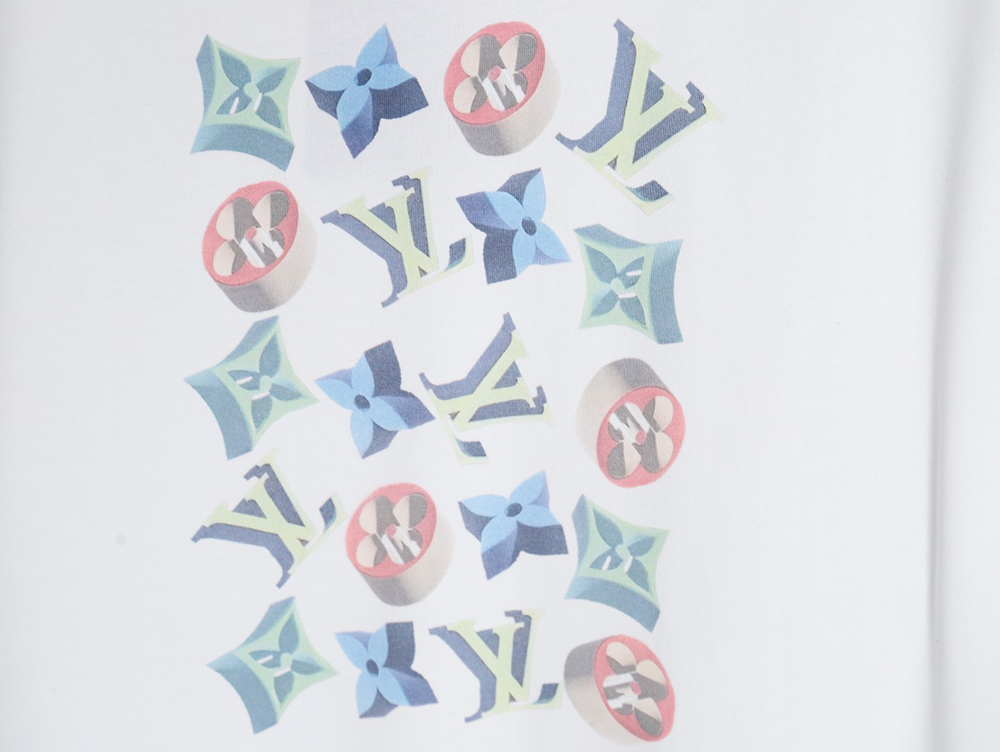 l0*is V*t0n 3d monogram pattern round neck short sleeves tsk1