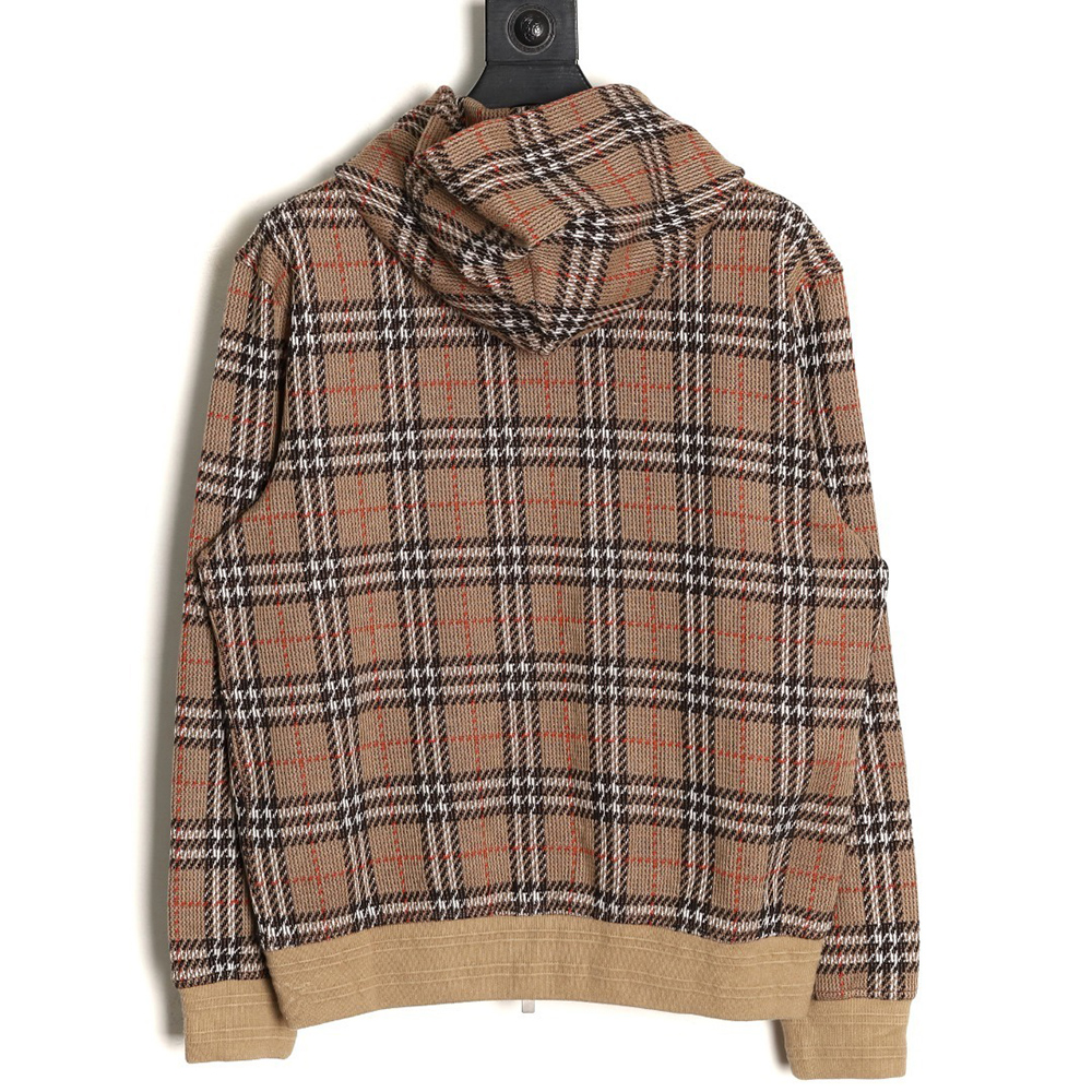 B**rry large check blended knitted check hooded jacket
