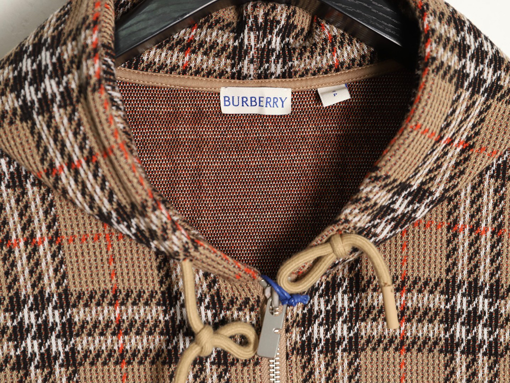 B**rry large check blended knitted check hooded jacket