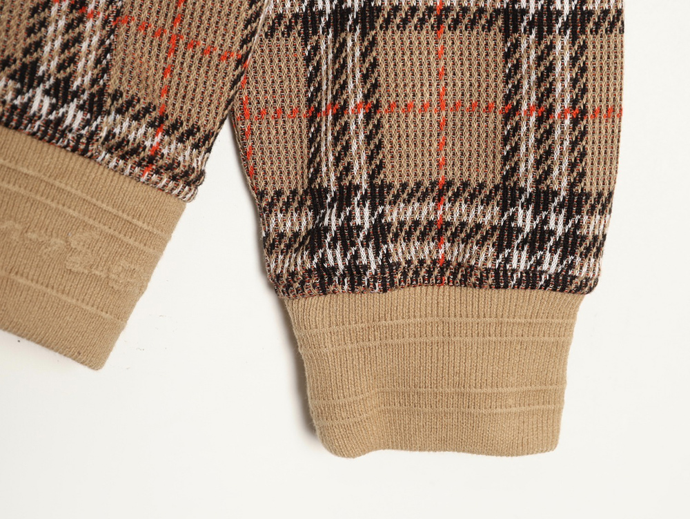 B**rry large check blended knitted check hooded jacket