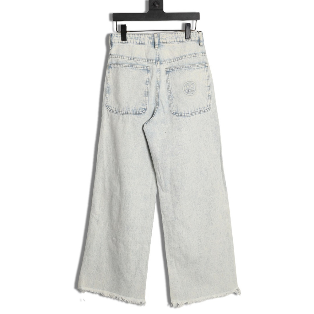 drew house smiley F**e wide-leg destroyed loose straight jeans
