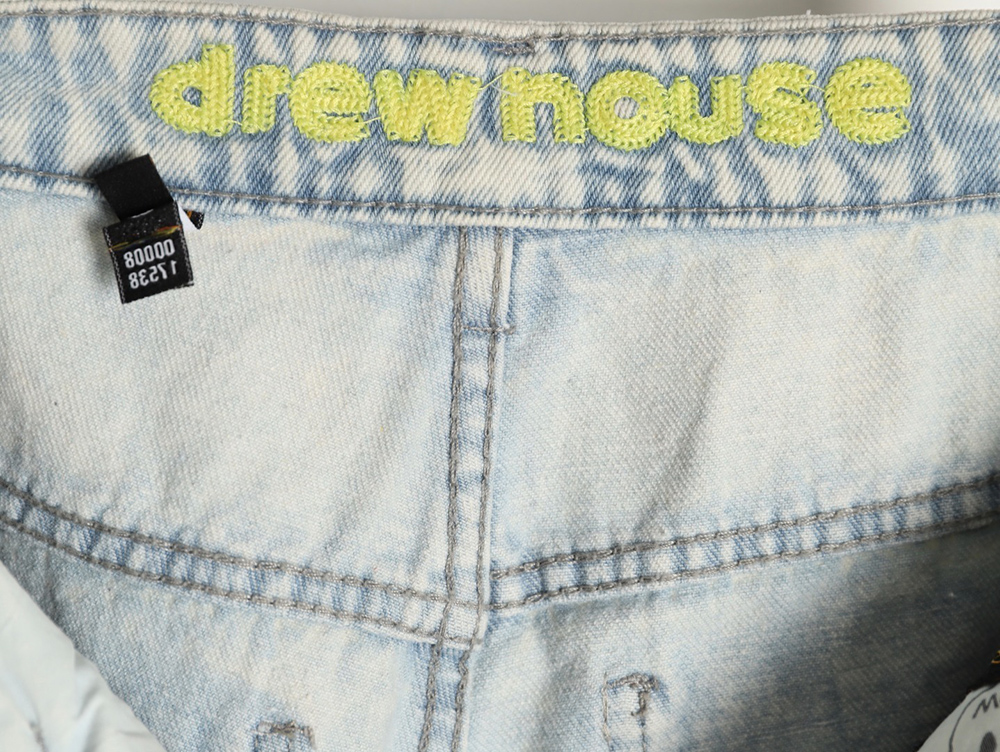drew house smiley F**e wide-leg destroyed loose straight jeans