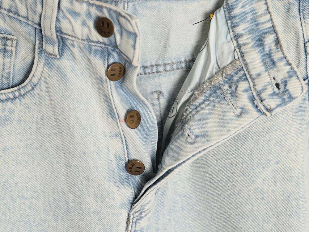 drew house smiley F**e wide-leg destroyed loose straight jeans