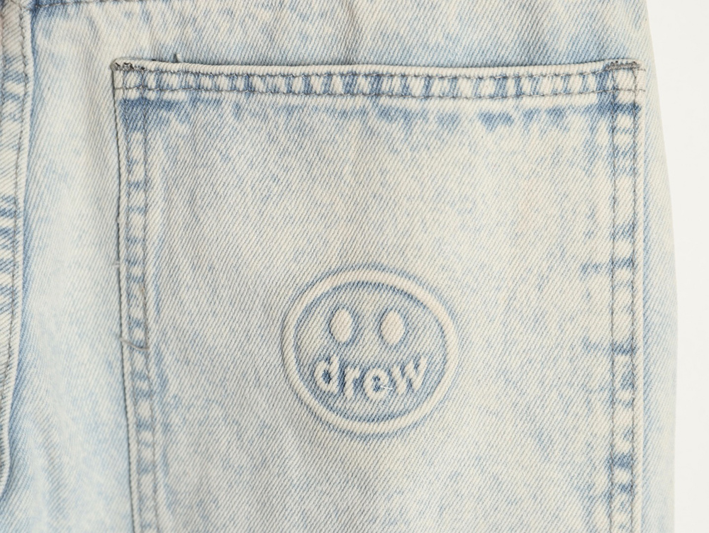 drew house smiley F**e wide-leg destroyed loose straight jeans
