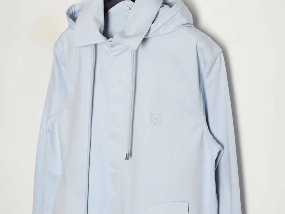 L0ew* cotton detachable hooded long-sleeved shirt jacket