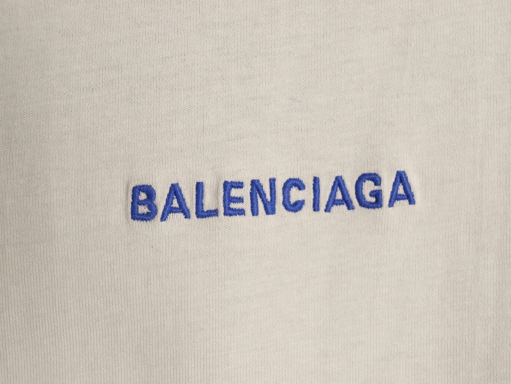 Ba*len*cia*ga klein blue front and back embroidered lettering short-sleeved t-shirt