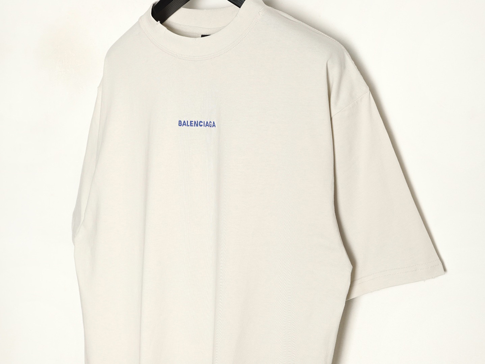 Ba*len*cia*ga klein blue front and back embroidered lettering short-sleeved t-shirt