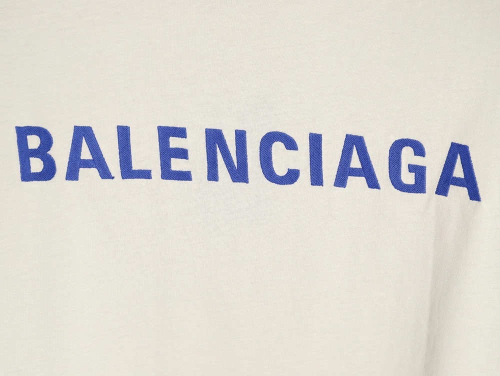 Ba*len*cia*ga klein blue front and back embroidered lettering short-sleeved t-shirt