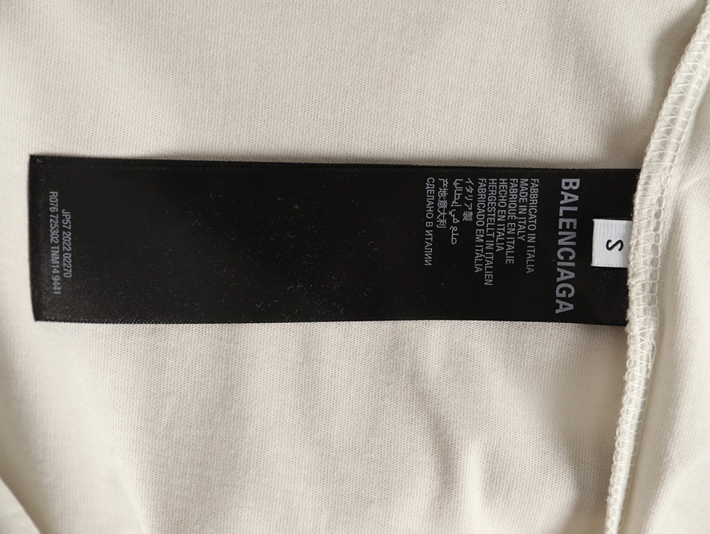 Ba*len*cia*ga klein blue front and back embroidered lettering short-sleeved t-shirt