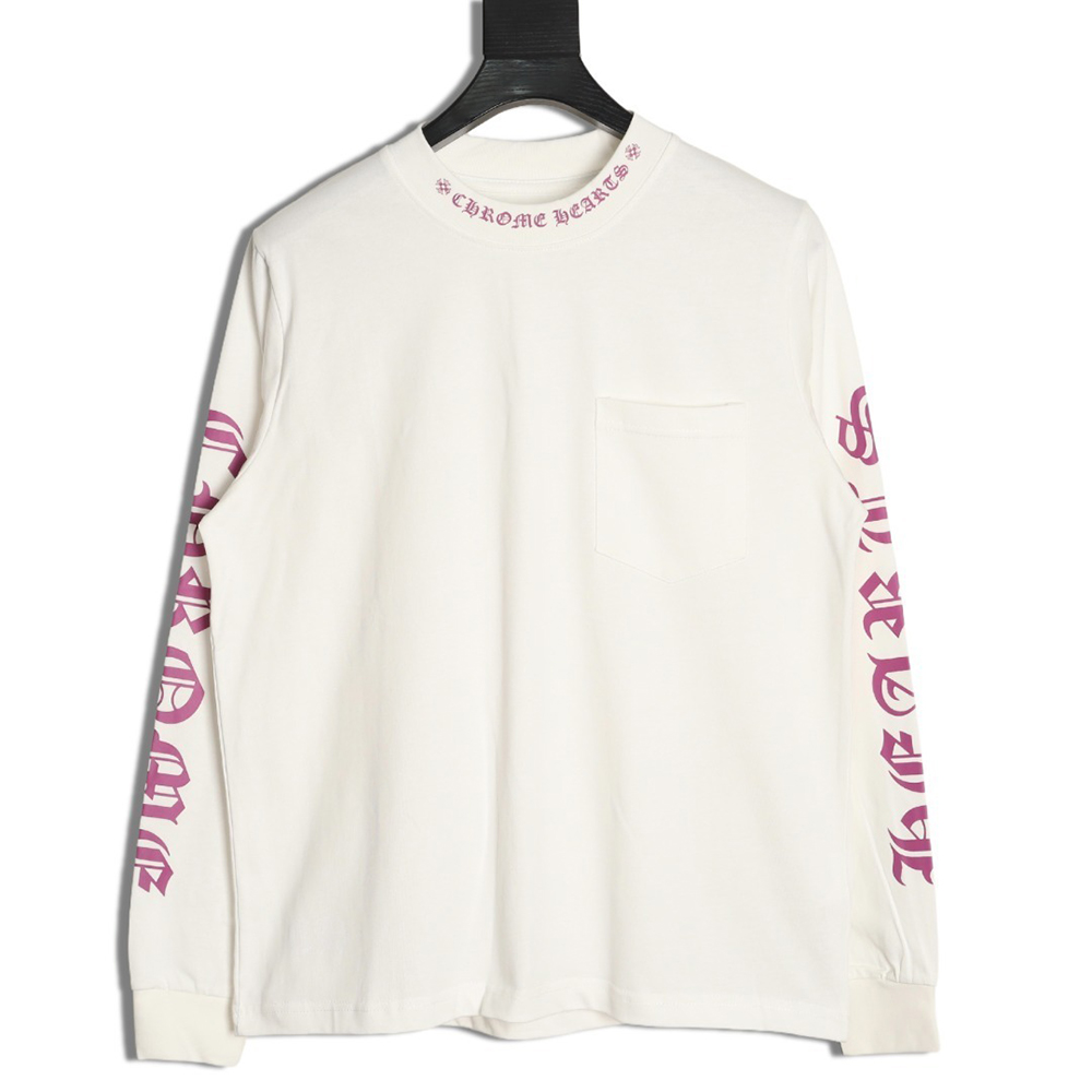 Ch**me He**ts neckline colorful sanskrit round neck long sleeves