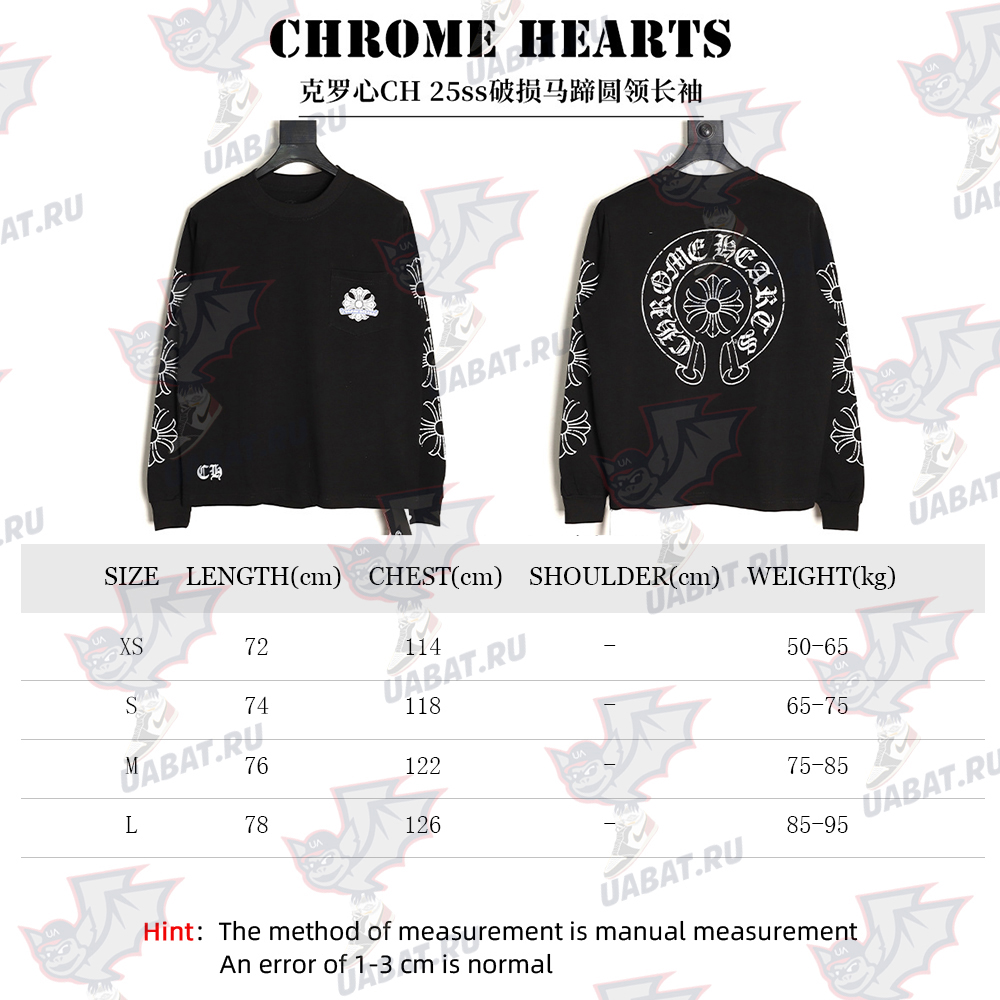 Ch**me He**ts damaged horseshoe round neck long sleeves tsk1