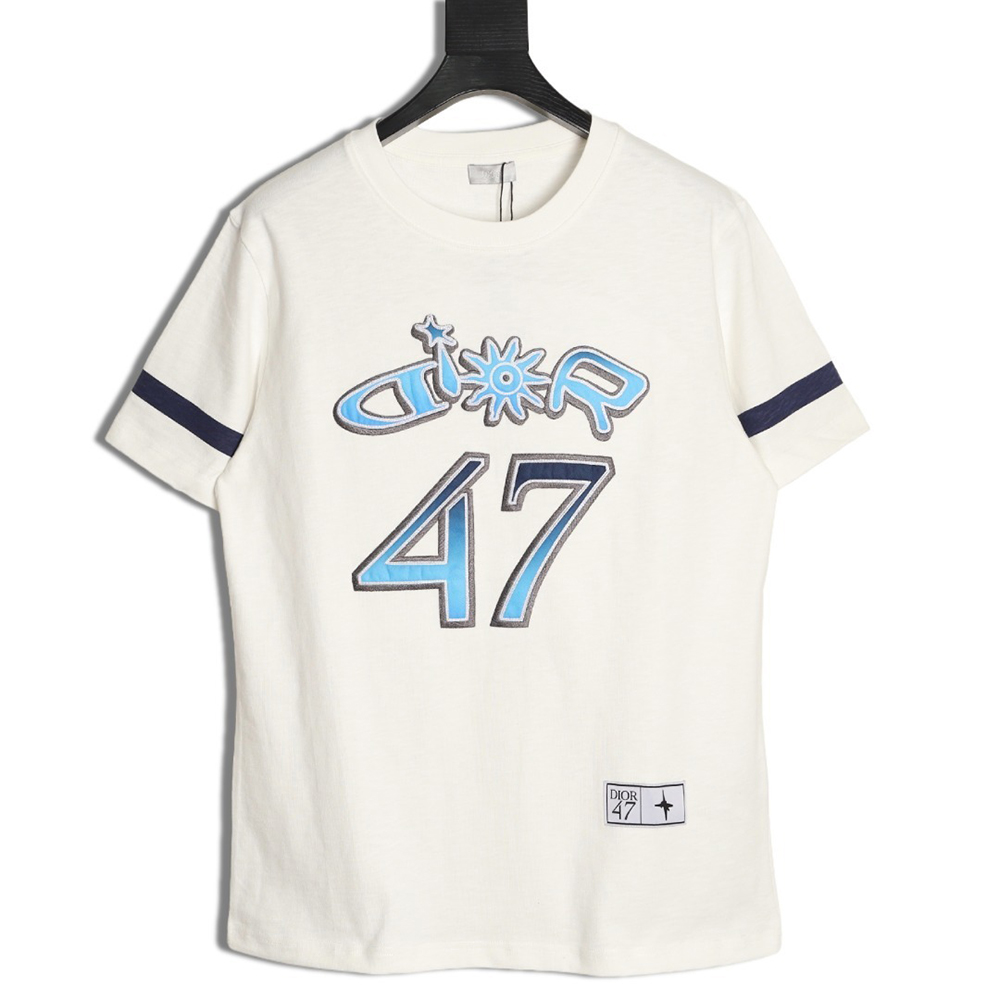 D*or 47 gradient lettering appliqué short sleeves