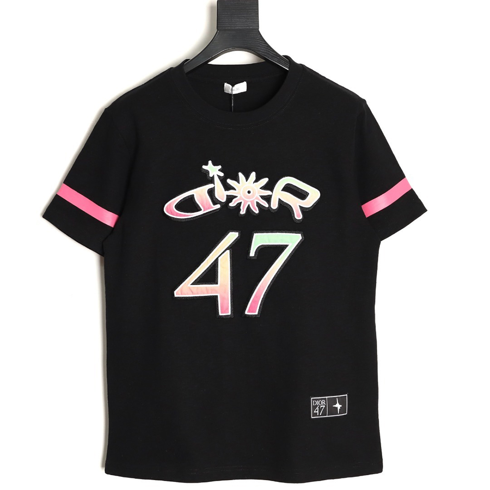 D*or 47 gradient lettering appliqué short sleeves tsk1