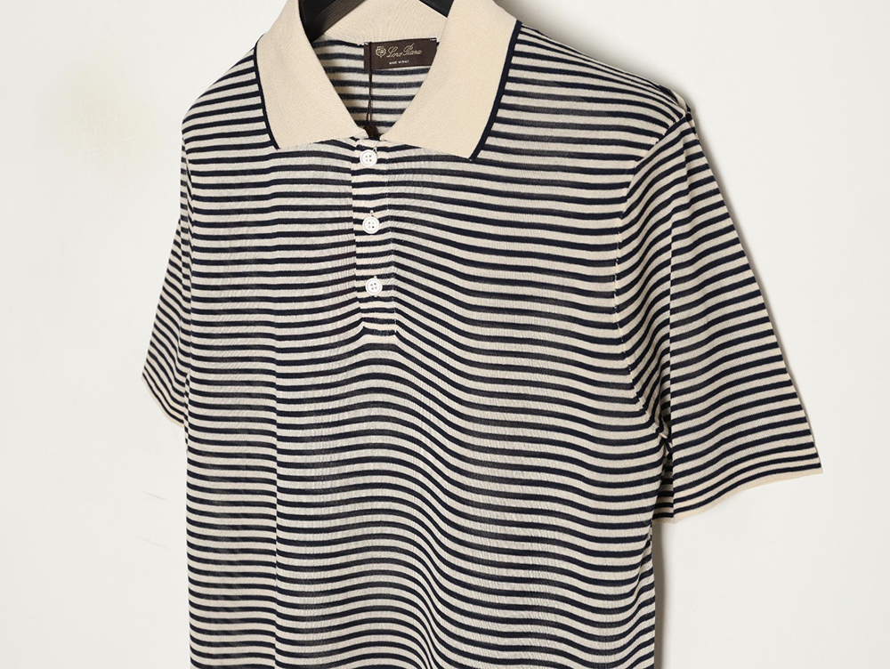 L**o p*ana striped knitted polo short-sleeved