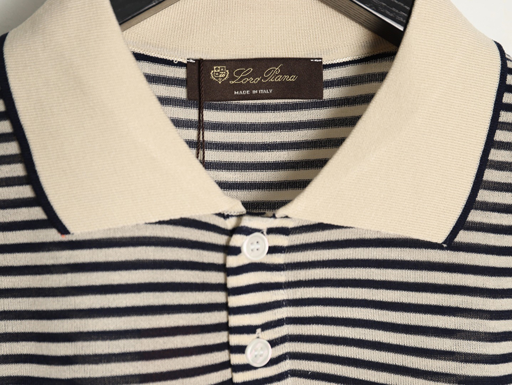 L**o p*ana striped knitted polo short-sleeved