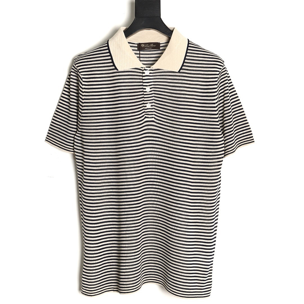 L**o p*ana striped knitted polo short-sleeved