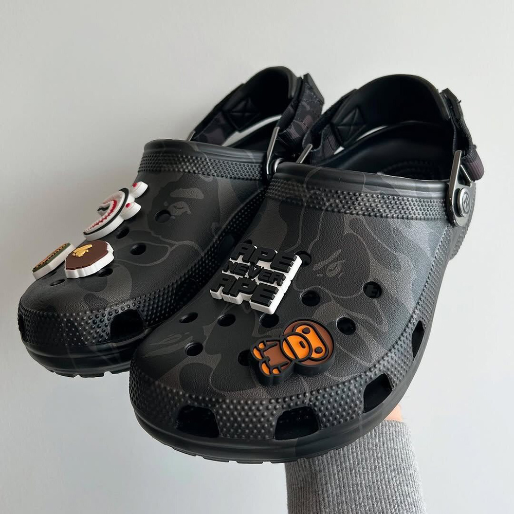 bape x Cr*0*s classic clog “black camo”
