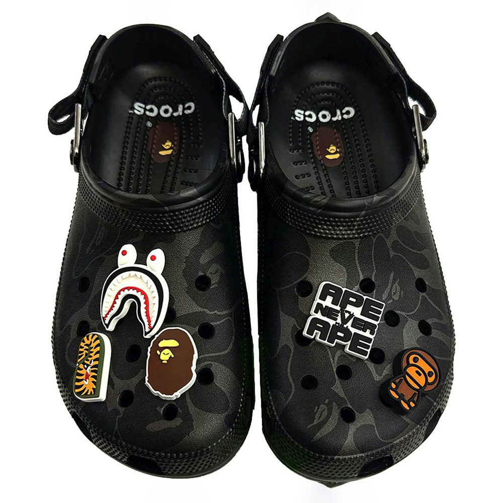 bape x Cr*0*s classic clog “black camo”