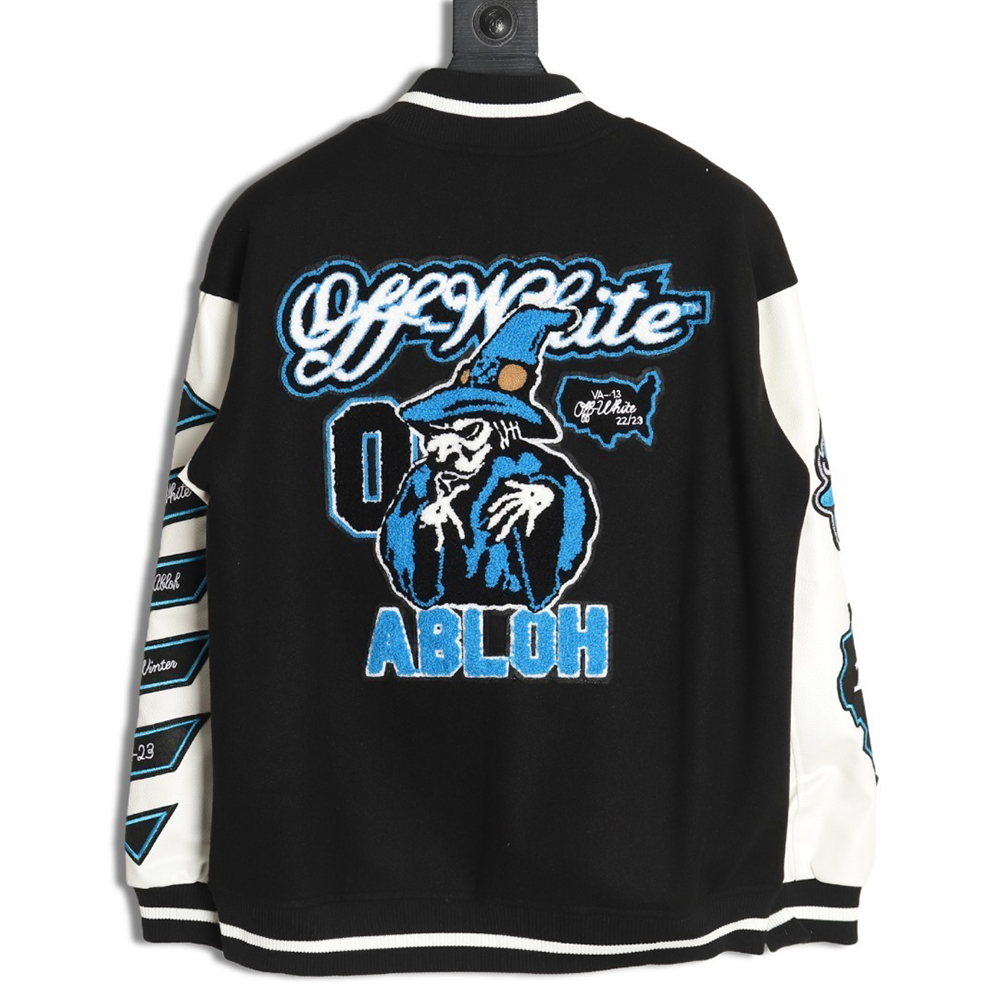 OFF WHITE Letter 13 Towel Embroidery Baseball Jacket