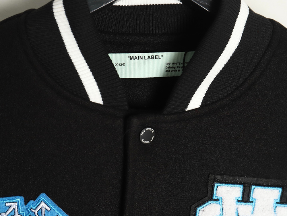OFF WHITE Letter 13 Towel Embroidery Baseball Jacket