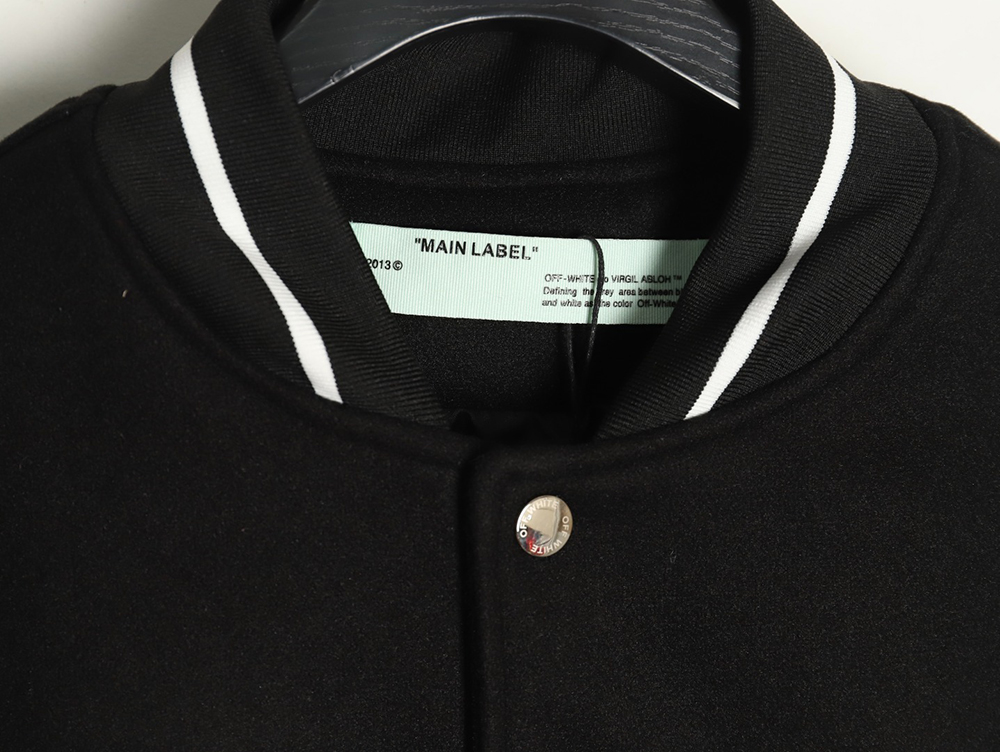 OFF WHITE leather sleeve five-pointed star baseball jacket