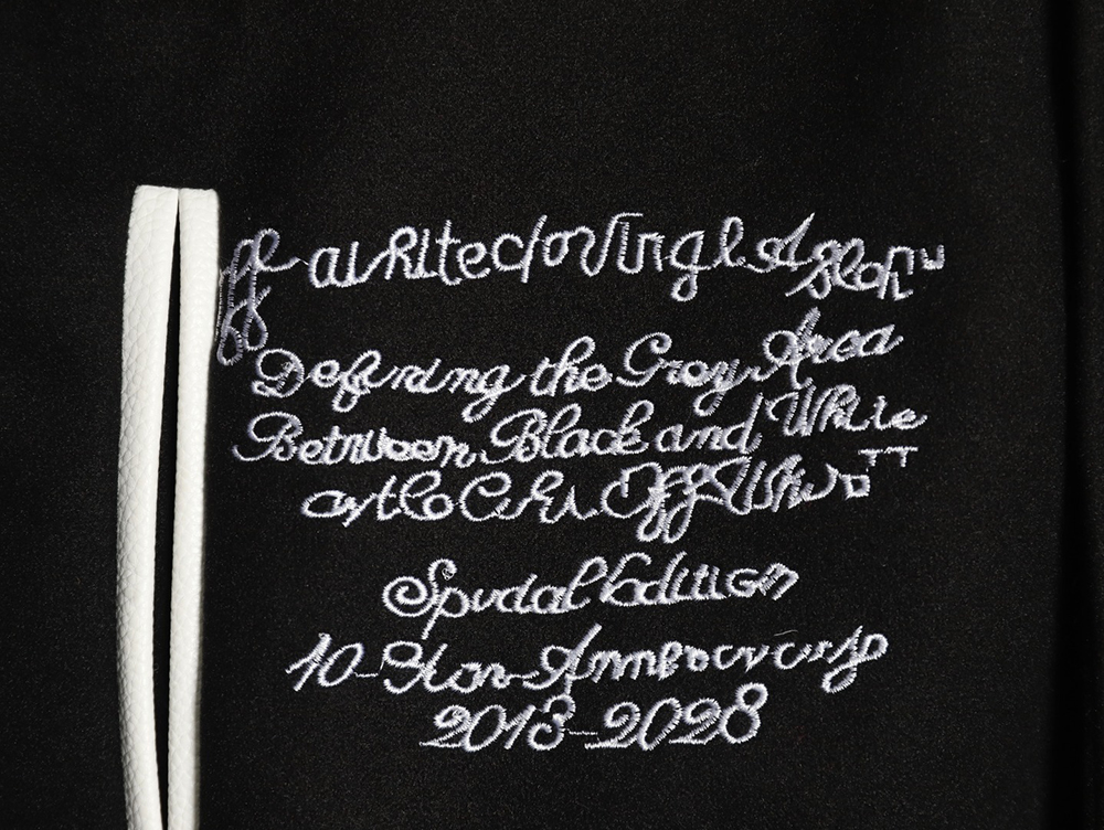 OFF WHITE leather sleeve five-pointed star baseball jacket